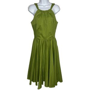 Pinup Couture Harley Swing Dress Size M Green Olive Sateen Sundress Laura Byrnes